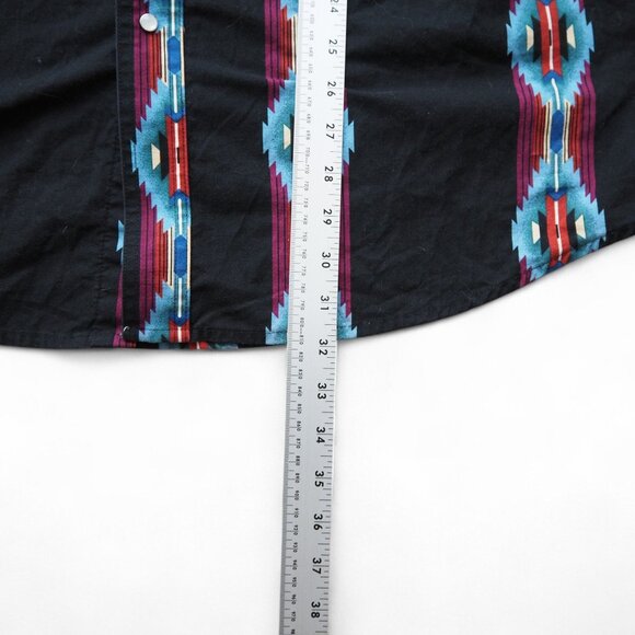 Wrangler VTG 90s Aztec Pearl Snap Button Long Sleeve Shirt Men's XL Black - Picture 8 of 8